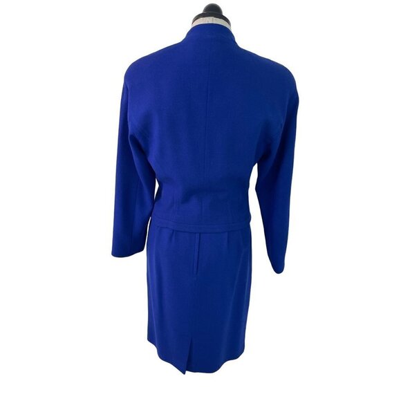 Cache Vintage Womens Skirt Suit Blue Size 4 By Joseph Ho Applique Pure Wool - Picture 3 of 10